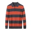 Мужские свитера высокого класса 2023, весенне-осенний модный повседневный шерстяной свитер, деловая рубашка-поло с длинными рукавами, топ в корейском стиле