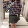 Women's Suits Ladies Plaid Tweed Blazers Suit Outerwear Spring Short Coats Long Sleeve Tops Fashion Jackets Tailored Women Small