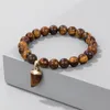 Strand Natural Tiger Eye Stone Bealet Bracelet маленькие подвесные браслеты Простые модные кварцевые украшения из бисера -шарма мужчины мужчины женщины 6 мм