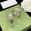 Orecchini a cerchio Siier classici Lettera di interblocco dei fiori Pendant Studs Designer Retro Designer Orgmbri per le donne Gioielli regalo