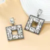 Dangle Earrings Vintage Green Rhinestone Square Pendant For Women Fashion Jewelry Girls' Daily Collection Accessories