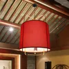 Pendellampor kinesiska röda fårskinn lykta ljuskrona antika vindbältet lyser kreativa retro matsal hängande lampa