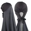 Etnische kleding Instant Chiffon Hijab met stropdas terug onder dop Effen kleur Zachte sjaal Binnenkappen voor moslimvrouwen Ramadan