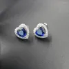 Brincos de colar Conjunto de acessórios europeus e americanos Jóias de joalheria em blue love gem jóias de noiva de quatro peças