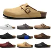 Boston Clog Hombres Mujeres Diseñador Sandalias Zapatillas Cuero Cabeza Pull Cork Pisos Mules Woody Mocasines para Slipper Lazy Brown Black Slides Sliders 905ESS