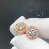 Tester per gioielli di moda Orecchini in argento sterling placcato oro con pietra di diamante grande Orecchini di lusso in moissanite