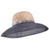 Breda randen hattar Lawliet Womens Vintage Look Majs Straw Floppy Dress Wedding Bridal Hat A579
