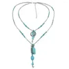 Pendentif Colliers Multicouche Vintage Turquoises Collier Ras Du Cou Pour Femmes Vert Pierre Charme Collier Gypsy Tribal Ethnique Bijoux