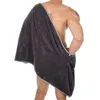 Hommes vêtements de nuit sexy Pamas serviette courte pantalon ouvert doux épais peignoir corail laine robe de bain