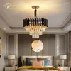 Kronleuchter Luxus LED Beleuchtung Postmodern Kristall Metall Schwarz Gold Runde Lichter Glanz Schlafzimmer Wohnzimmer Leuchte