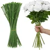 Fleurs décoratives 100 pièces fil de tige florale guirlande verte épaisse plantes artificielles accessoires jauge Bouquet tiges