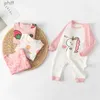 Serviettes Robes bébé fille coton à manches longues bébé nouveau-né combinaison pyjama automne garçon combinaison vêtements tenue ensemble hiver barboteuseL231123