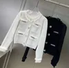 Women sweater luxury loose knit designer coats Mujer casual Jacquard contrast V-neck button long sleeved jacket