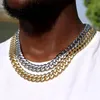 Kedjor män hip hop miami metall kubansk kedja halsband 13mm bling lyx svart guld silver färg chunky choker mäns smycken