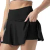 Gonne Elastico in vita Traspirante Vita alta Fitness Pieghettato Mini Skort Abbigliamento sportivo