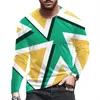 Men's T-skjortor 2023 Långärmning 3D Tryckt Fashion Casual T-shirt Abstrakt Färg Löst sport Round Neck Top Punk Style