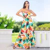 Ropa de verano para mujer, vestido sin espalda, cintura adelgazante, temperamento largo dividido