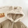 Куртки Симпатичные детские зимние куртки на меховой подкладке 05 лет Толстовки с капюшоном для девочек и мальчиков Пальто в корейском стиле Детская толстая теплая верхняя одежда для малышей 231123