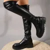 Stiefel Herbst Winter Marke Design Über Das Knie Stiefel Frauen Plattform Chunky Heels Elastische Oberschenkel Lange Stiefel Beiläufige Dünne Schuhe frau 231122