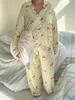 Nachtkleding voor dames Causale bloemenprint pyjamaset met top en broek met lange mouwen Comfortabele loungekleding voor een ontspannende avond 231122
