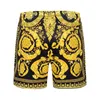 Summer Men Short With Pockets Golden Print Men's Swim Trunks High Quality Quick Dry Beach Swiming