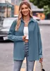 Chemisiers pour femmes printemps et automne Cardigan simple boutonnage col polo couleur unie mi-longue en mousseline de soie T-shirt chemise mode manteau hauts