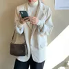Trajes de mujer Casual Pana Blazer Abrigo Mujer Vintage Chaqueta de manga larga Blanco Negro Moda coreana Primavera Otoño Blazers Ropa de abrigo femenina
