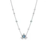 Łańcuchy autentyczne 925 srebrny niebieski powóz z dyni mody collier naszyjnik fit kobiet bead urok dar biżuterii