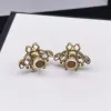 Luxe Insect Bee Stud Designer Femmes Hoop Boucles d'oreilles Dames Porter Boucle d'oreille G Bijoux Cadeaux d'anniversaire Perle Diamant Ruby Stud avec boîte -3