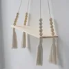 Decorative Objects Figurines 1pcs Shelf Board Nordic Style Wall with Tassel Hanging Wooden Decoration Po Props Shelves On Bedroom Decor 230422
