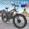 Bicicleta elétrica para adultos, 2000w, motor duplo, e-bike, 22ah, bateria removível, 26 '', pneu largo, bicicleta elétrica, freios a disco hidráulicos