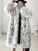 Womens Fur Faux Winter Artificial Fox Coat Leisure Snow Leopard Tryckt jacka Tjock medellängd Plush 231122