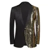 Gold Pailletten Wellen Streifen Blazer Männer Slim Fit One Button Glitter Anzug Jacke Hochzeit Party Abend Bankett Smoking Mantel kostüm