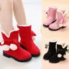 Stiefel 2023 Winter Mädchen Warme Plüsch Kinder Schnee Kinder Prinzessin Baumwolle Schuhe Rosa Rot Schwarz 4 5 6 7 8 9 10 11 12 13T