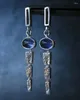 Dangle Earrings Vintage Long Blue Tassel Drop For Women Ethnic Style Creative Old Antique Silver Color Personalized Jewelry Accessories