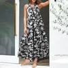 Casual Dresses Women Dress V Neck Loose Type Contrast Color Flower Print Sleeveless Beach Female Clothes Summer Lady Overall Playsuits