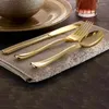 Dinnerware Sets 10Set Plastic Cutlery Set Rose Gold Disposable Knife Fork Spoon Western Forks Three Piece Kit Festive Tableware