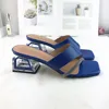 Sandali KM-ROYA 2023 Pantofole da donna estive Tacchi alti trasparenti Scarpe con strass Bling Sandali da donna gladiatore blu rosso