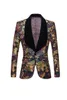 Men's Suits & Blazers Foreign Trade Style European And American British Suit Three-piece Plant Flower Gold Silk Jacquard Host Dres