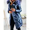 Women's Trench Coats Women Faux Fur Hooded Jacket Collar Cotton Down Puffer Parka Winter Long Coat Warm Thick Overcoat Outwear