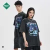 男性と女性Tシャツメンズウェアハイストリートファッションメンズウェア250Gバティック洗浄水洗浄メンズ半袖火災印刷メンズウェアTシャツ