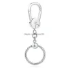Keychains Lanyards Ny 925 Sterling Sier Fashion European Round Keychain Pendant Original kvinnlig DIY Pandora Exquisite Necklace Hang Dhmdj