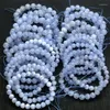 Bracelets à maillons, 1 pièce, perles de calcédoine bleue naturelle, dentelle, Agate, pierres précieuses, 6mm, 8mm, 18.5cm, vente en gros