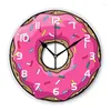 Zegarki ścienne 3D Urocza różowa akwarela z posypkami zegar kuchenny Girly Donut okrągły zegarek do dzieciaka dziecięcego prezent