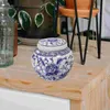 Bottiglie di stoccaggio Vaso in ceramica blu tela da cucina in porcellana bianca teatro cucina comoda barattolo ceramica barattoli per le foglie sciolte