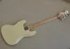 4 Strings Yellow Electric Bass Guitar with White Pearl Inlays Offer Logo/Color Customize