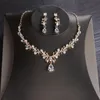 Chokers koreanska halsband örhängen Set Zircon Alloy Chain Bridal Wedding Two Piece Dress Accessories 231123