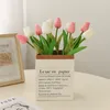 Dekorativa blommor ins Kraft Paper Bag Tulip Bouquet Set 10st Simulation Mini Artificial Fake Flower Wedding Home Decoration