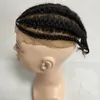 Peruker brasilianska jungfruliga mänskliga hår ersättare afro majs flätor färg 1b# 8x10 full spetsstopp för svarta män