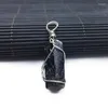 Pendentif Colliers Irrégulier Naturel Noir Tourmaline Minerai Énergie Chakra Pierre Fil Enveloppé Cristal Guérison Bijoux Charme Pendentifs DIY